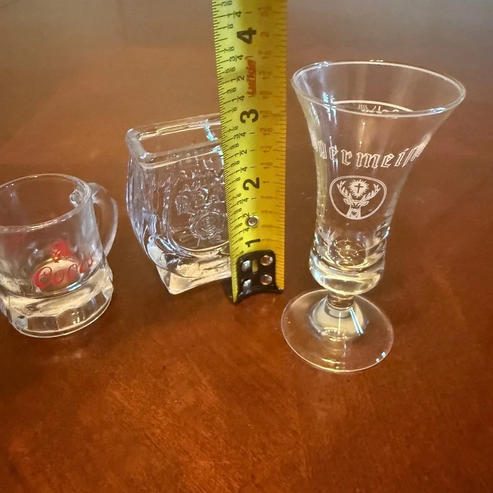 Vintage Branded Shot Glass Set Coors Jim Beam Jagermeister 4 Pieces Clear Glass